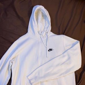 WHITE NIKE ZIP UP HOODIE